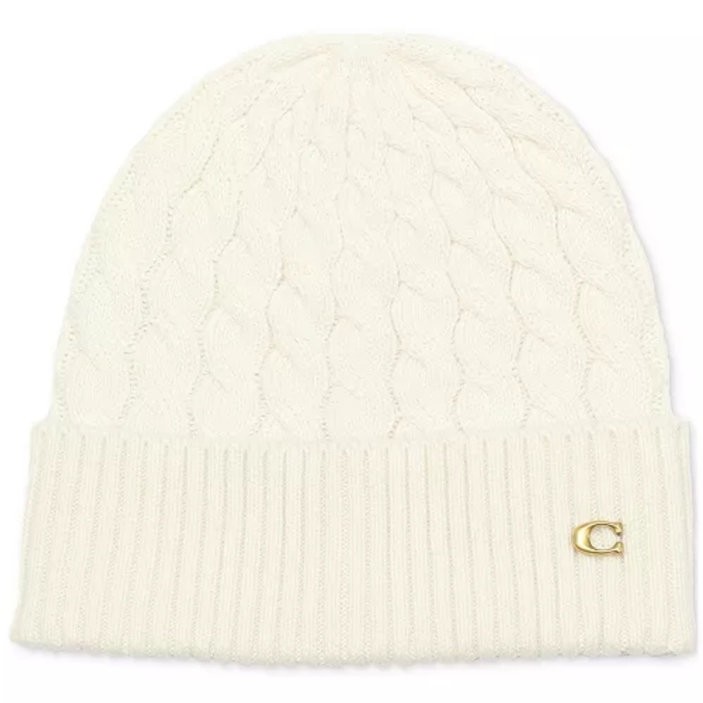 Coach | cable knit winter hat.